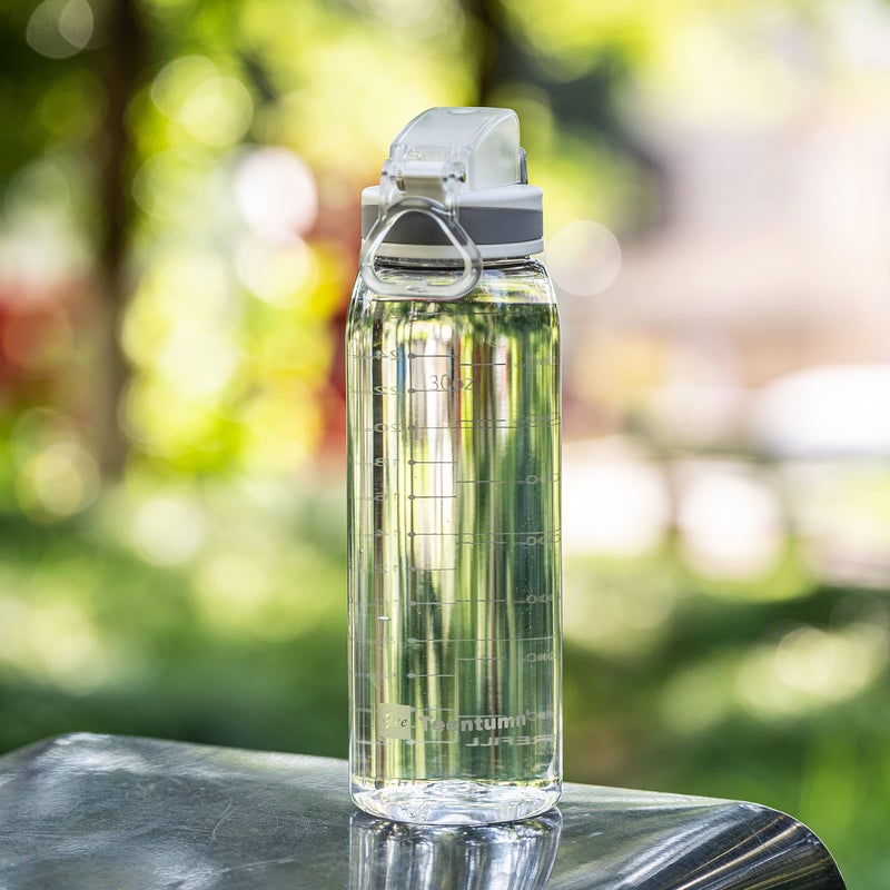 Teentumn 30oz Sport Water Bottle with Time Markers, Large Durable Gym Plastic Bottle Tritan BPA Free for Fitness, School, Outdoor Enthusiasts, Leakproof Clear (Pack of 1) - Image 5